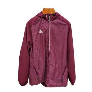 Adidas Men's Lightweight Hooded Full Zip Maroon Track Jacket Large